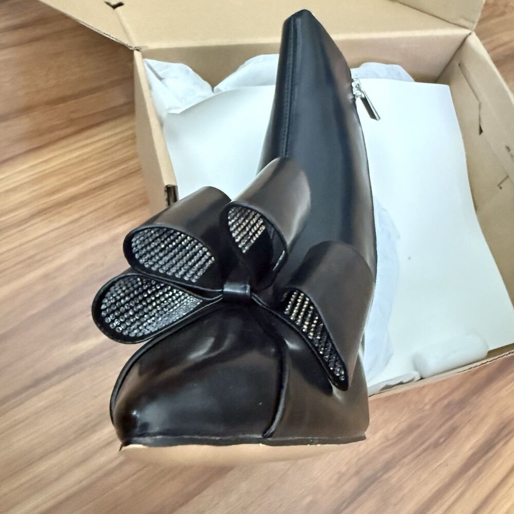 Coutgo Womens Ankle Boots Pointed Toe Kitten Heel Side Zipper Black Size 7 - Picture 15 of 16